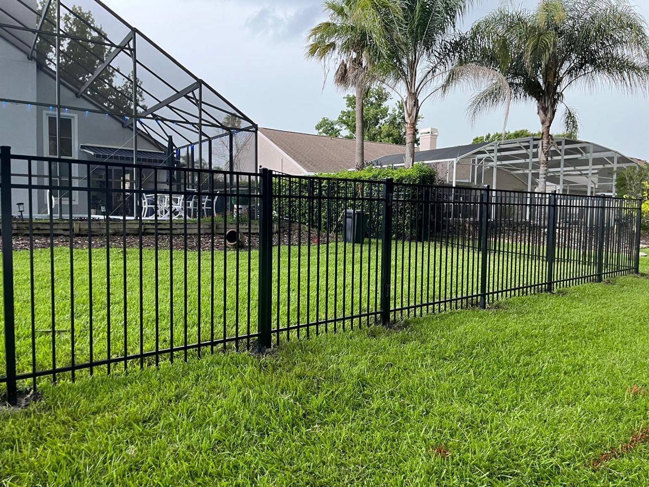 Black aluminum fence installed in Orlando, FL
